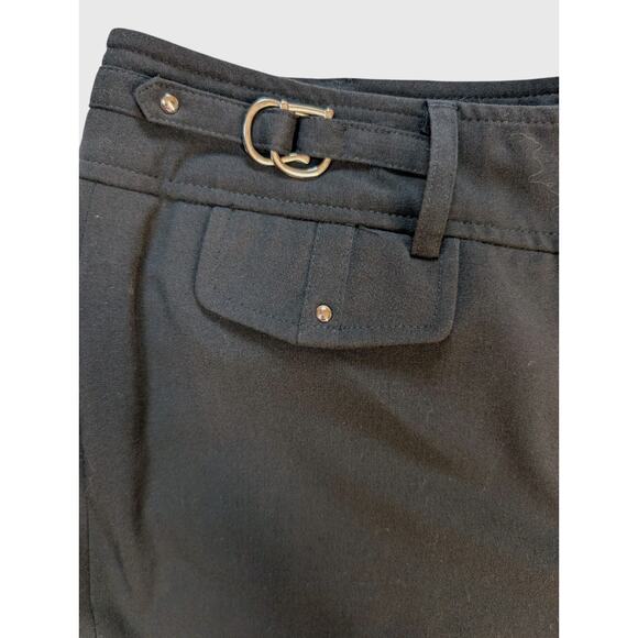 Larry Levine Stretch Career Dress Black Pants Women 12 Flat Front Gold Accents - Picture 5 of 6